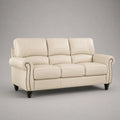 3-Sitzer Ledersofa Beige mit Nieten