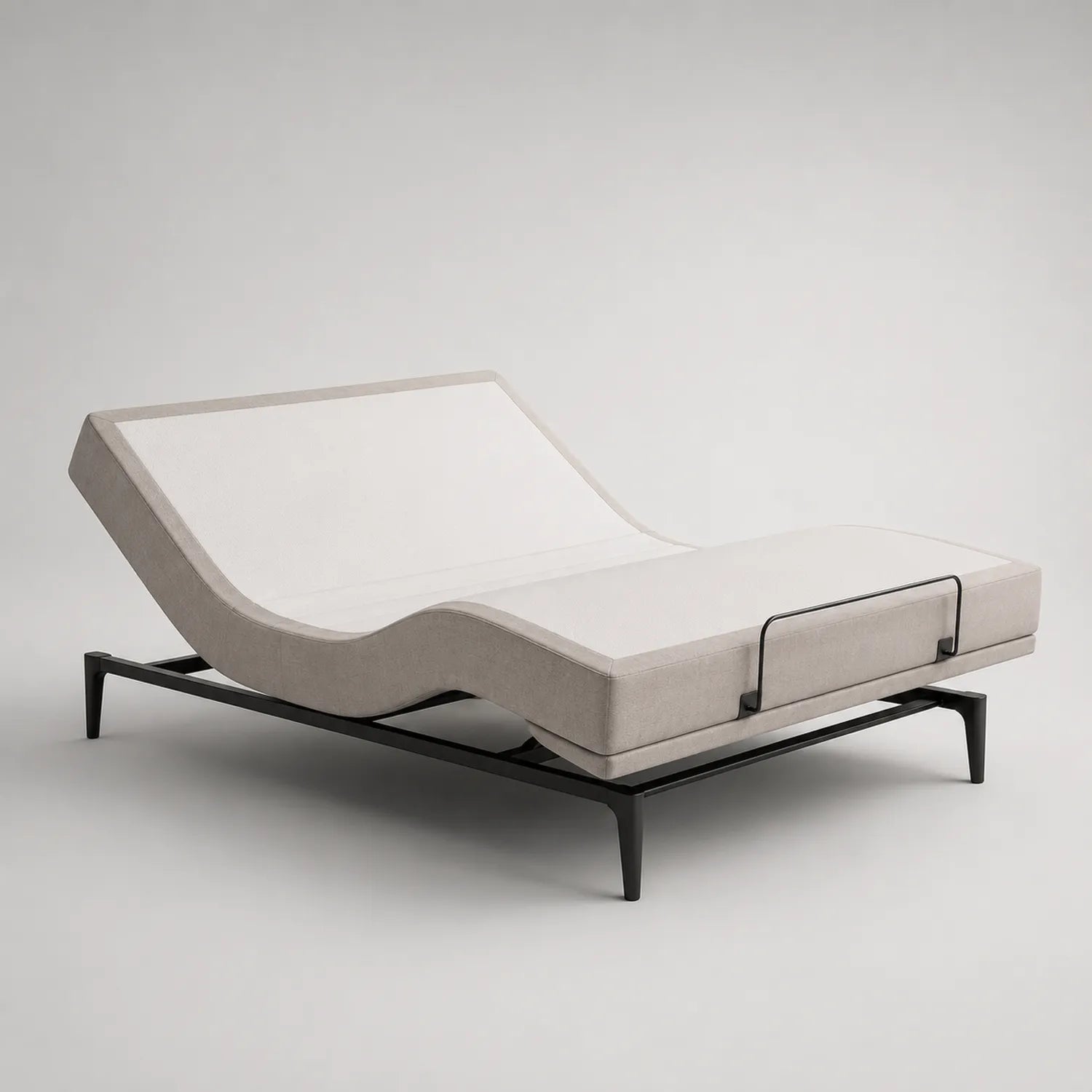 Verstellbares Stoffbett mit Metallrahmen Beige