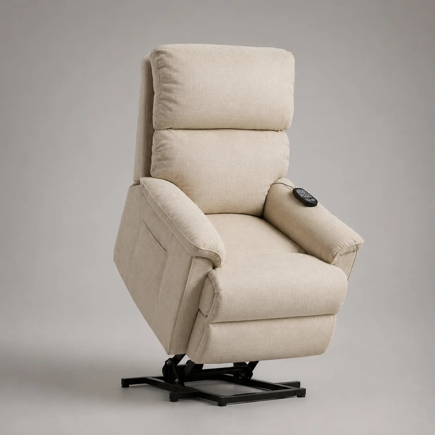Beiger Stoffsessel mit Liege- und Massagefunktion